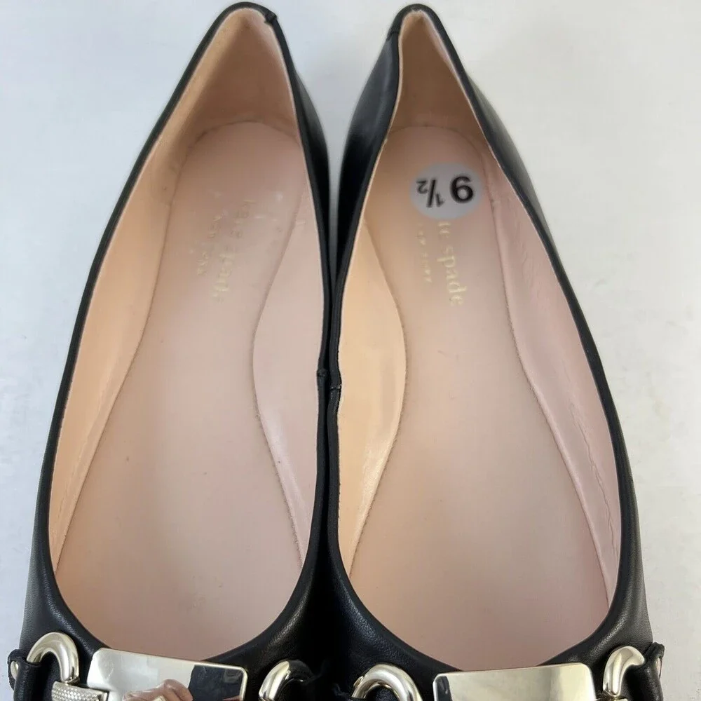 Kate Spade New York Black Leather Payton Flats Size 7.5